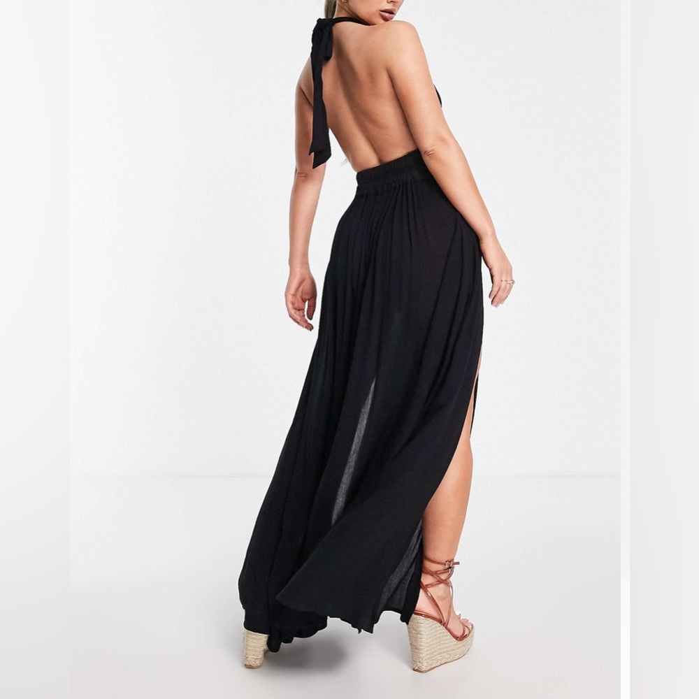 Goddess Festival Lightweight Halter Low-Back Bohemian Black Dress - Free People - Picture 11 of 11